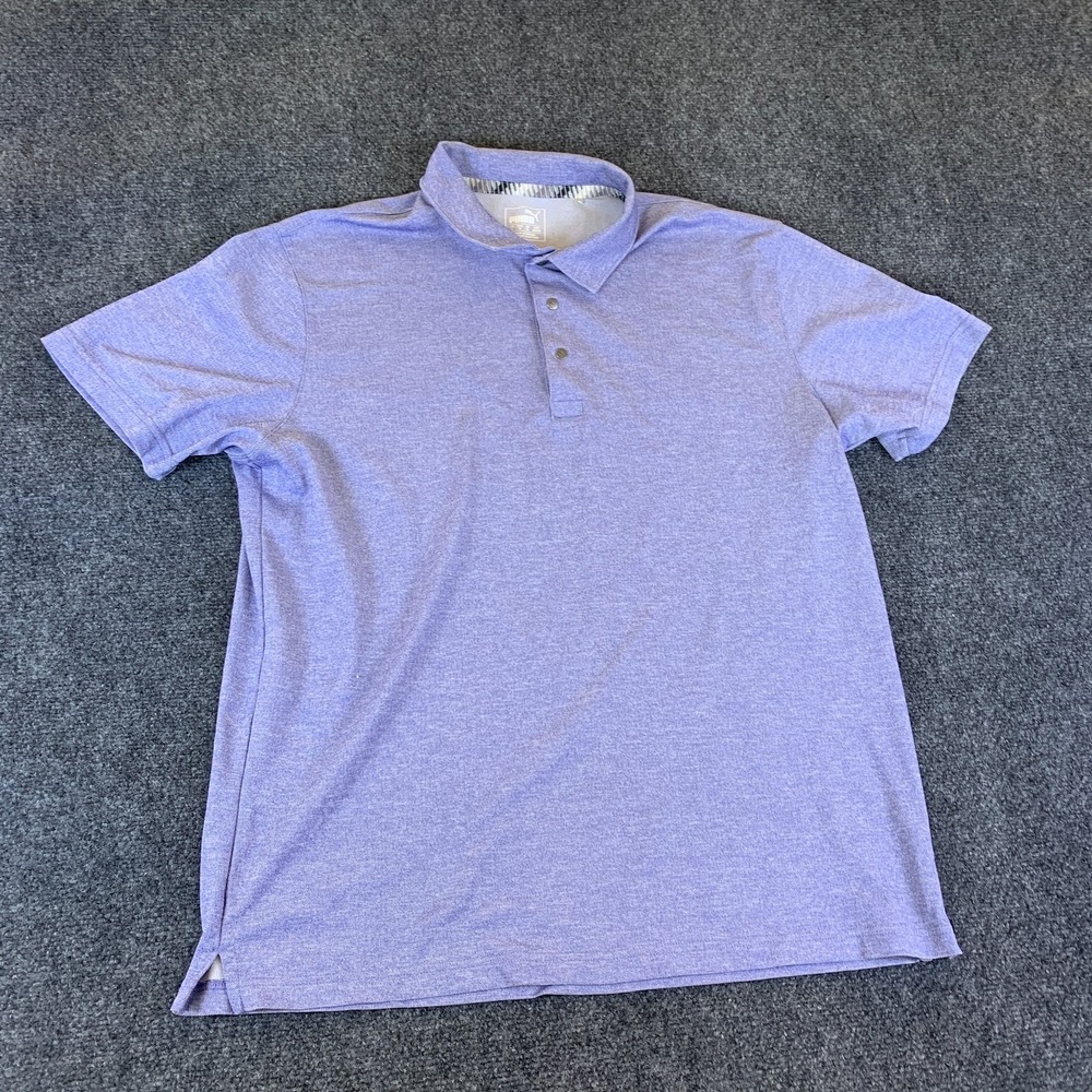 Puma Polo Shirt Mens Large Heathered Lavender Short Sleeve Performance Golf